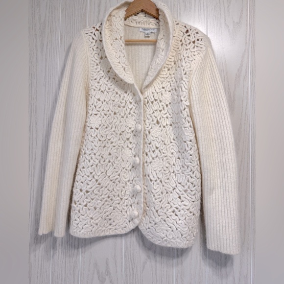 Vtg. Coldwater Creek Sweater Wool Angora Rabbit Crochet Sz Medium EUC - Picture 1 of 3